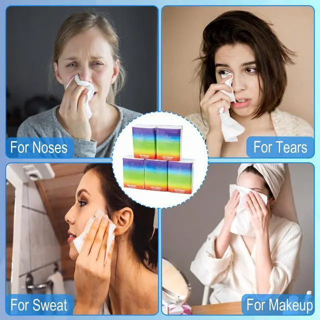 Alt view image 2 of 7 - 40 Pack Pocket Tissues Travel Packs Bulk 400 Sheet Mini Pocket Tissues Travel Size Bulk 3 Ply Small Facial Individual Size for Daily Use,Homeless Gifts,Wedding(Rainbow Pattern)