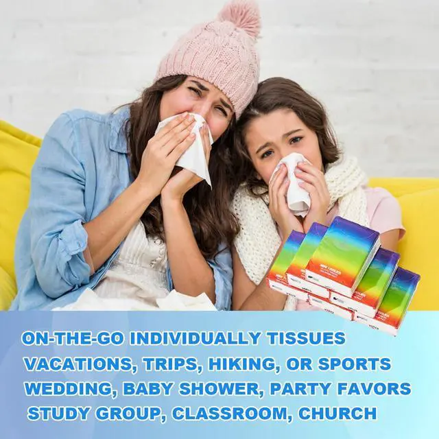 Alt view image 4 of 7 - 40 Pack Pocket Tissues Travel Packs Bulk 400 Sheet Mini Pocket Tissues Travel Size Bulk 3 Ply Small Facial Individual Size for Daily Use,Homeless Gifts,Wedding(Rainbow Pattern)