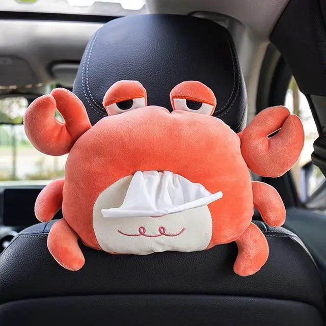 Alt view image 2 of 7 - Crab Tissue Box Cotton Car Seat Paper Container Cute Soft Plush Animal Portable Napkin Holder Package Storage Case Tissue Cover Stuffed Toys Doll for Home Car Bathroom Styling Accessories