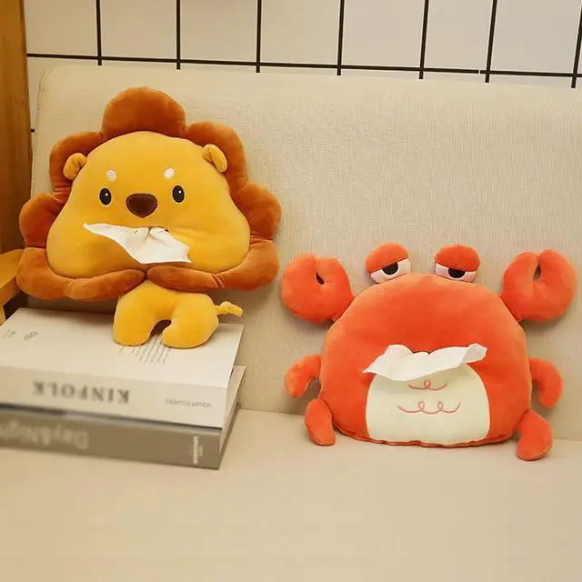 Alt view image 3 of 7 - Crab Tissue Box Cotton Car Seat Paper Container Cute Soft Plush Animal Portable Napkin Holder Package Storage Case Tissue Cover Stuffed Toys Doll for Home Car Bathroom Styling Accessories
