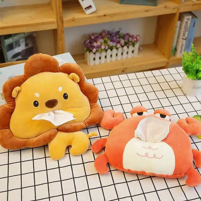 Alt view image 4 of 7 - Crab Tissue Box Cotton Car Seat Paper Container Cute Soft Plush Animal Portable Napkin Holder Package Storage Case Tissue Cover Stuffed Toys Doll for Home Car Bathroom Styling Accessories