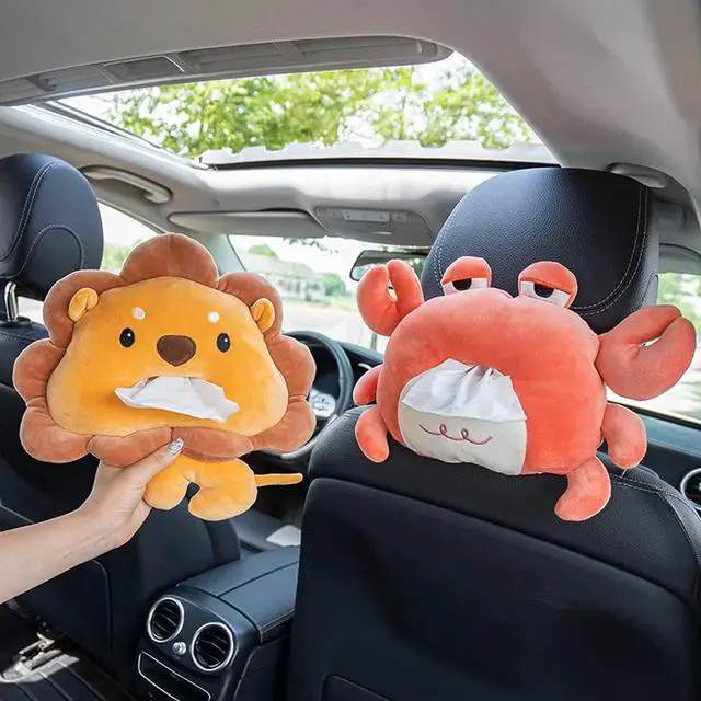 Alt view image 5 of 7 - Crab Tissue Box Cotton Car Seat Paper Container Cute Soft Plush Animal Portable Napkin Holder Package Storage Case Tissue Cover Stuffed Toys Doll for Home Car Bathroom Styling Accessories