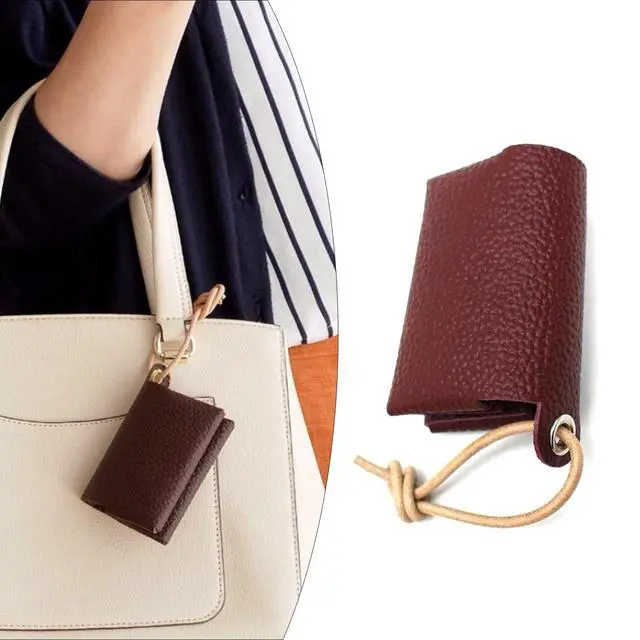 Alt view image 2 of 7 - Compact Japanese Styles PU Leather Tissue Holder Foldable Paper Box Bag Adjustable Cord Tissue Travel Pouches