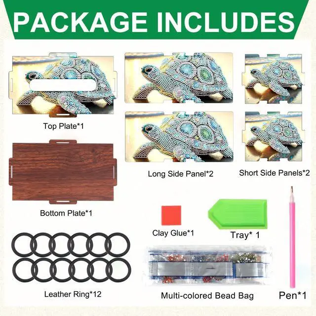 Alt view image 3 of 7 - Diamond Art Tissue Box DIY Sea Turtles Rectangular Portable Cross Stitch Diamond Painting Decoration Tissue Box for Table Office Living Room Bedroom Bathroom Storage Holder Adult Family