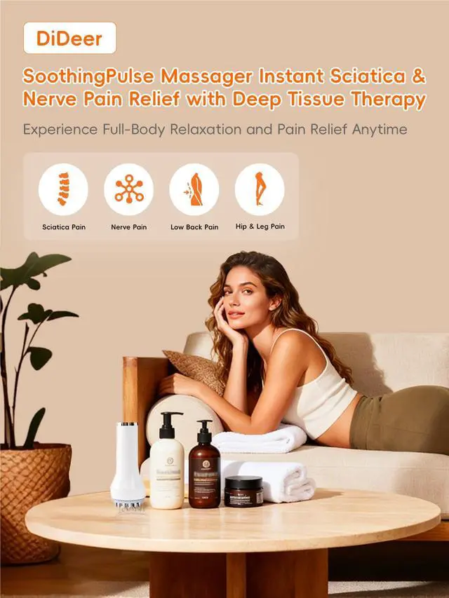 Alt view image 2 of 7 - Sciatica Pain Relief Devices, Deep Tissue Massager with Multi-Mode Technology,Heat & Light, Targeted Relief for Sciatic Nerve & Lower Back Pain