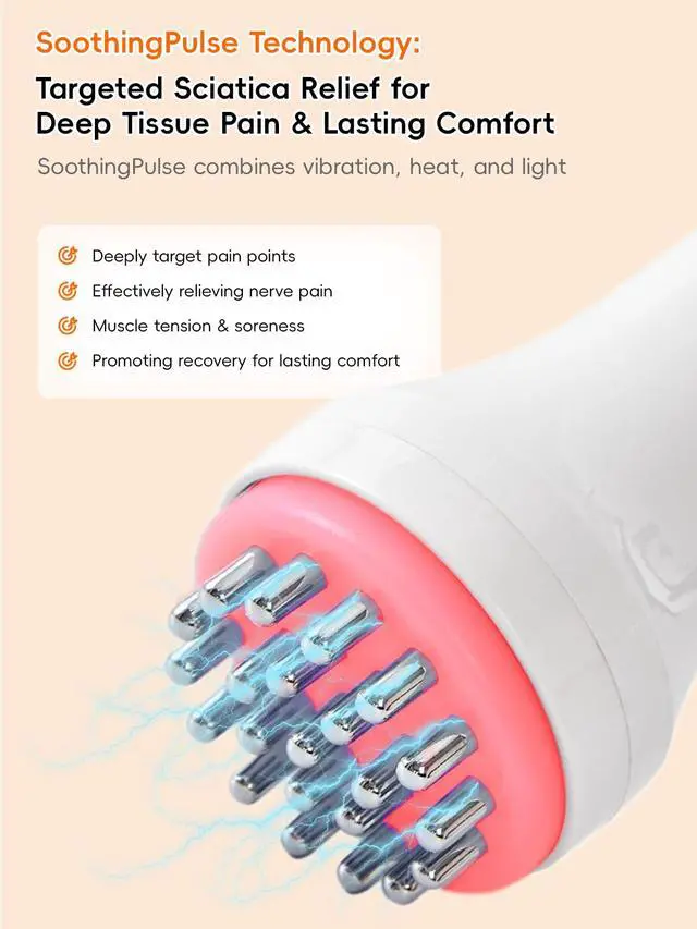 Alt view image 3 of 7 - Sciatica Pain Relief Devices, Deep Tissue Massager with Multi-Mode Technology,Heat & Light, Targeted Relief for Sciatic Nerve & Lower Back Pain