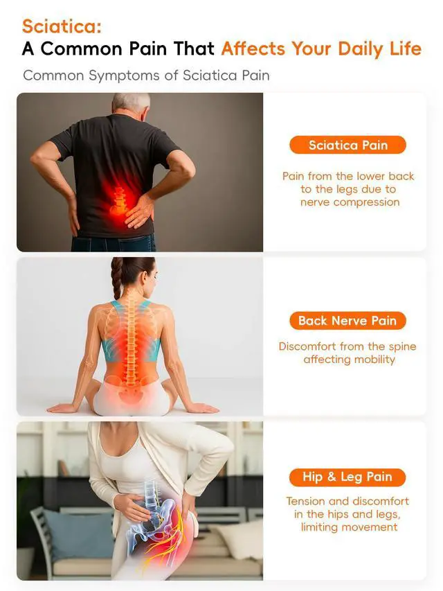 Alt view image 4 of 7 - Sciatica Pain Relief Devices, Deep Tissue Massager with Multi-Mode Technology,Heat & Light, Targeted Relief for Sciatic Nerve & Lower Back Pain
