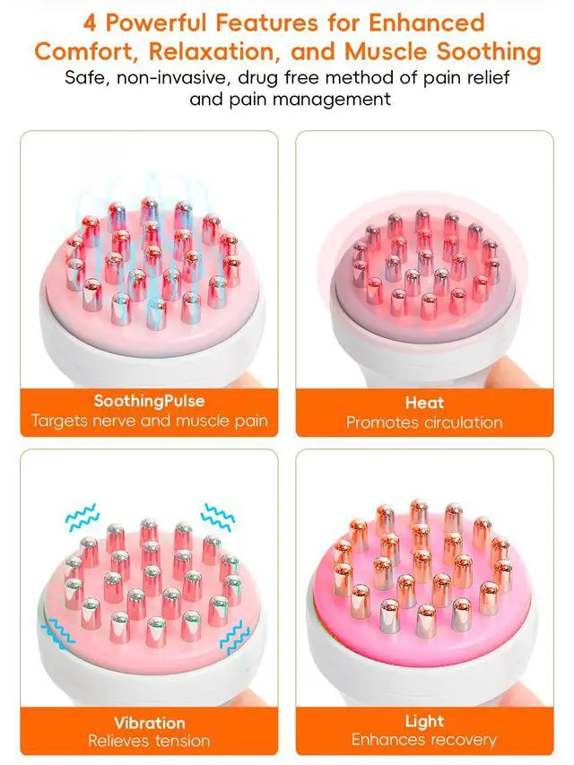 Alt view image 5 of 7 - Sciatica Pain Relief Devices, Deep Tissue Massager with Multi-Mode Technology,Heat & Light, Targeted Relief for Sciatic Nerve & Lower Back Pain
