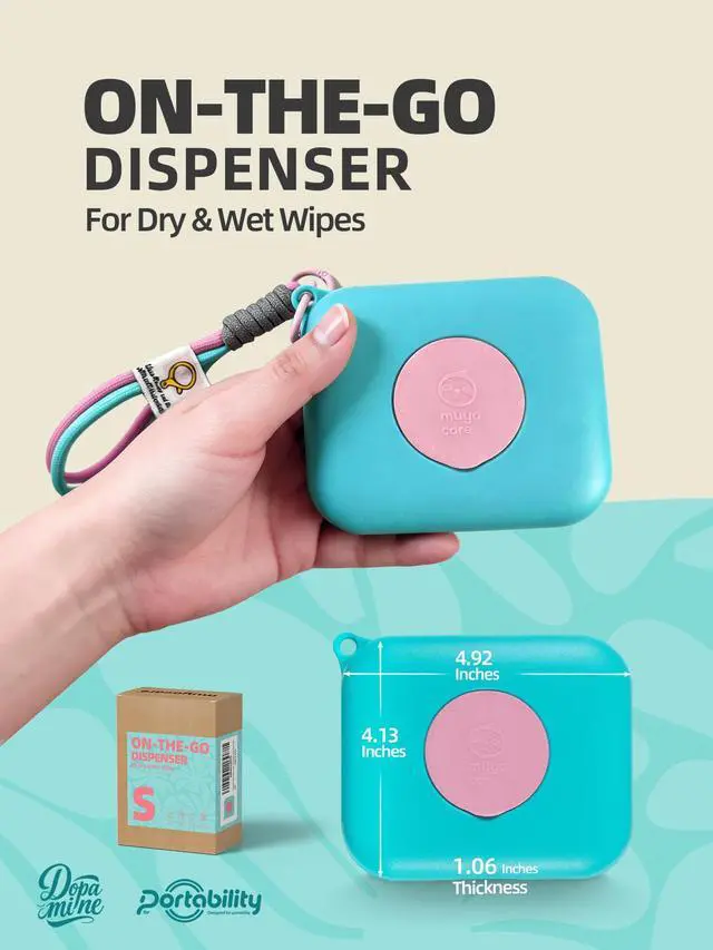 Alt view image 2 of 7 - Refillable Tissue Dispenser Case, Multipurpose Portable Box for Baby Wipes, Facial Tissues, Travel Wipes, Waterproof & Easy to Clean (Green with Orange Lid)