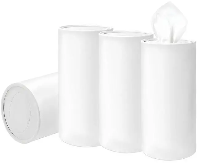 Main image of 4 PCS Car Tissue Holder, Portable Round Auto Cup Holder Napkin Container with Facial Tissues, Convenient Tissue Box Paper Towel Cylinder for Vehicles Office Home, Car Accessories (White)