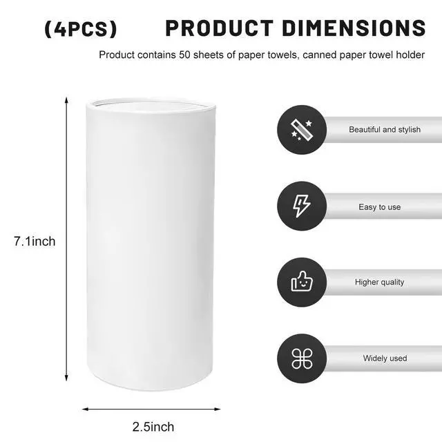 Alt view image 2 of 6 - 4 PCS Car Tissue Holder, Portable Round Auto Cup Holder Napkin Container with Facial Tissues, Convenient Tissue Box Paper Towel Cylinder for Vehicles Office Home, Car Accessories (White)