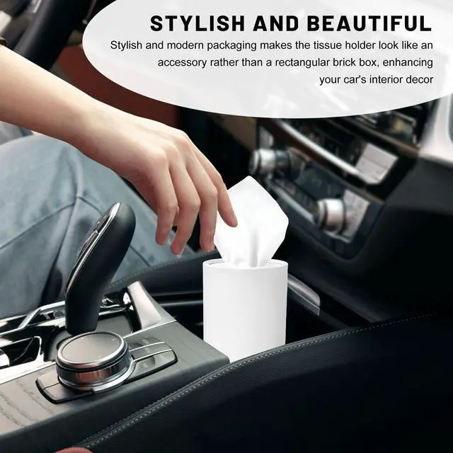 Alt view image 6 of 6 - 4 PCS Car Tissue Holder, Portable Round Auto Cup Holder Napkin Container with Facial Tissues, Convenient Tissue Box Paper Towel Cylinder for Vehicles Office Home, Car Accessories (White)