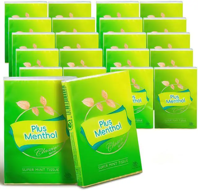 Main image of Menthol Lotion Pocket Tissues, Travel Size, 4-Ply, 20 Pack (200 Tissues Total)