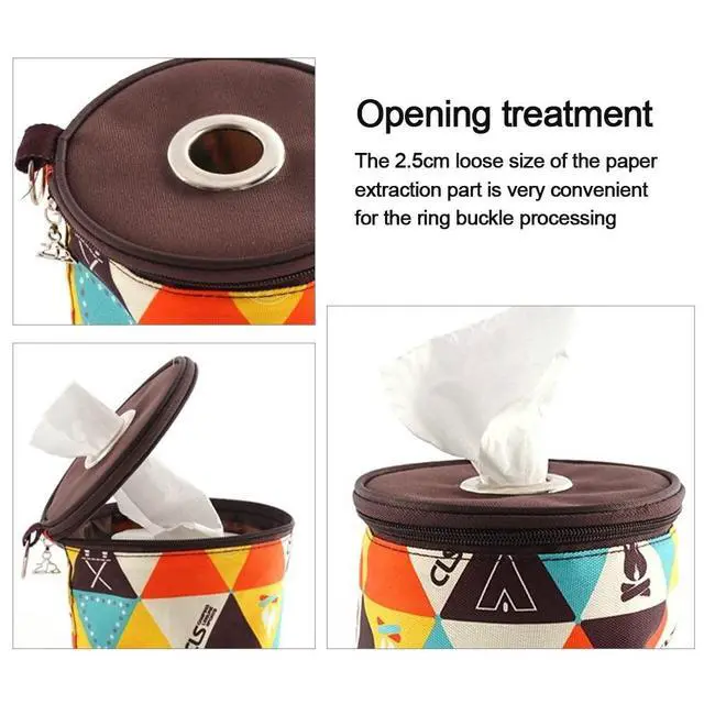 Alt view image 4 of 7 - Outdoor Tissue Box, Camping Paper Box National Style Folding Toilet Paper Tissue Case Holder Bag Portable Travel Napkin Storage Bag Pouch