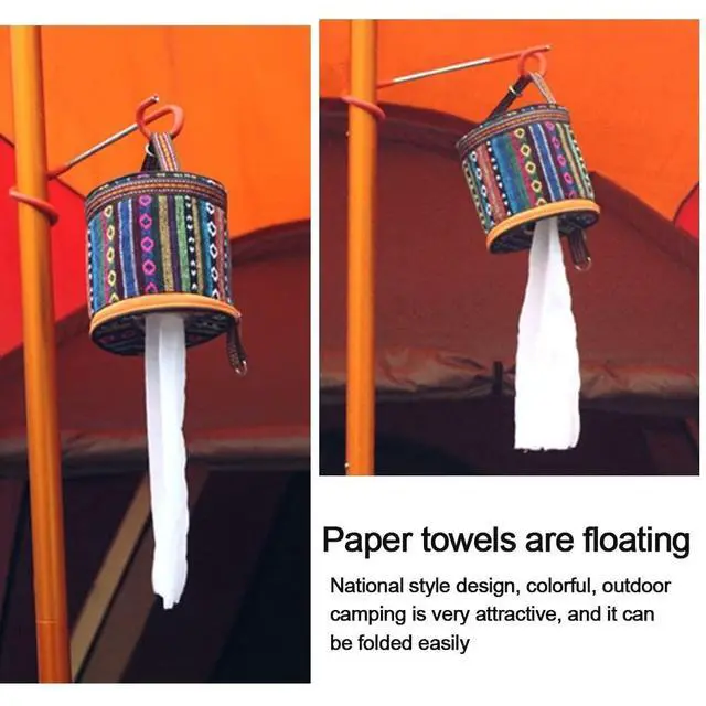 Alt view image 3 of 7 - Outdoor Tissue Box, Camping Paper Box National Style Folding Toilet Paper Tissue Case Holder Bag Portable Travel Napkin Storage Bag Pouch