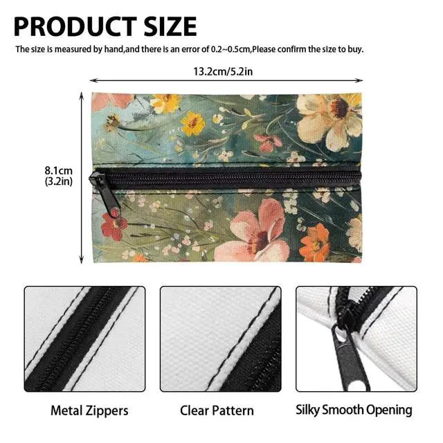 Alt view image 5 of 7 - Cute Flower Tissue Holder for Purse, Travel Tissue Holder, Pocket Tissue Cover, Reusable Wipes Pouch, Portable Tissue Case for Kitchen Restaurant Countertops Bedroom Dressers