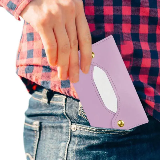 Alt view image 3 of 7 - Purple Pocket Tissue Holder - Tissue Holder | Travel Pouch for Tissue | Pocket Paper Towel | Tissue Bag Holder | Paper Towel Pu Leather Case | Paper Box Bag | Tissue Storage Bag (Purple)