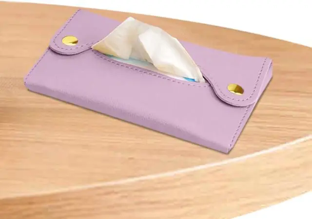 Alt view image 6 of 7 - Purple Pocket Tissue Holder - Tissue Holder | Travel Pouch for Tissue | Pocket Paper Towel | Tissue Bag Holder | Paper Towel Pu Leather Case | Paper Box Bag | Tissue Storage Bag (Purple)