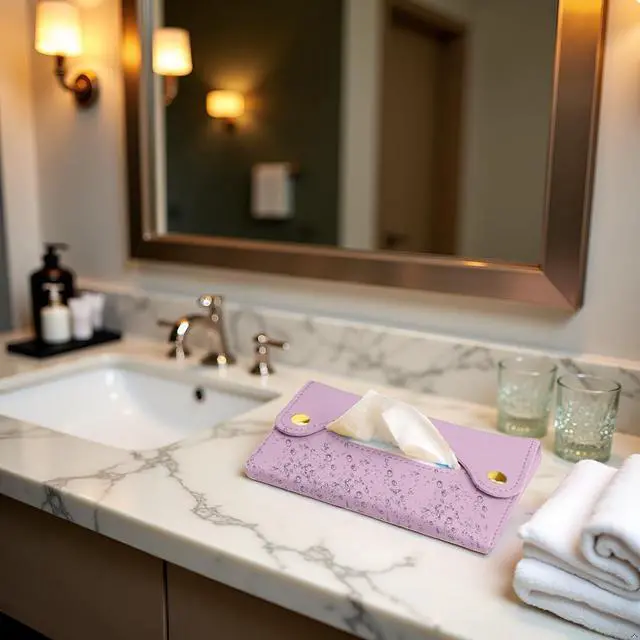 Alt view image 7 of 7 - Purple Pocket Tissue Holder - Tissue Holder | Travel Pouch for Tissue | Pocket Paper Towel | Tissue Bag Holder | Paper Towel Pu Leather Case | Paper Box Bag | Tissue Storage Bag (Purple)