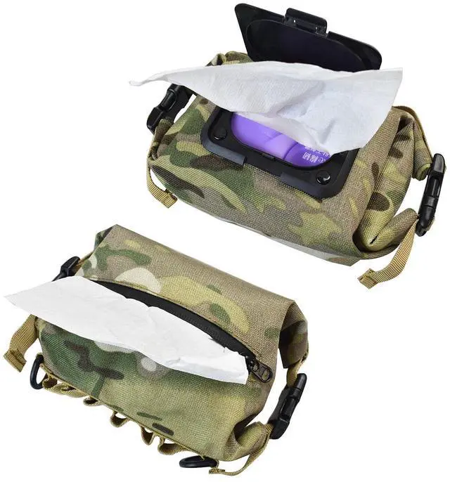 Main image of Tactical Toilet Paper Holder Camping Wipes Box Tissue Box Portable Paper Sleeve Waterproof Portable and Foldable Paper Case with MOLLE Mount Webbing Storage Bag for Car Bathroom Camping Hiking (CAMO)