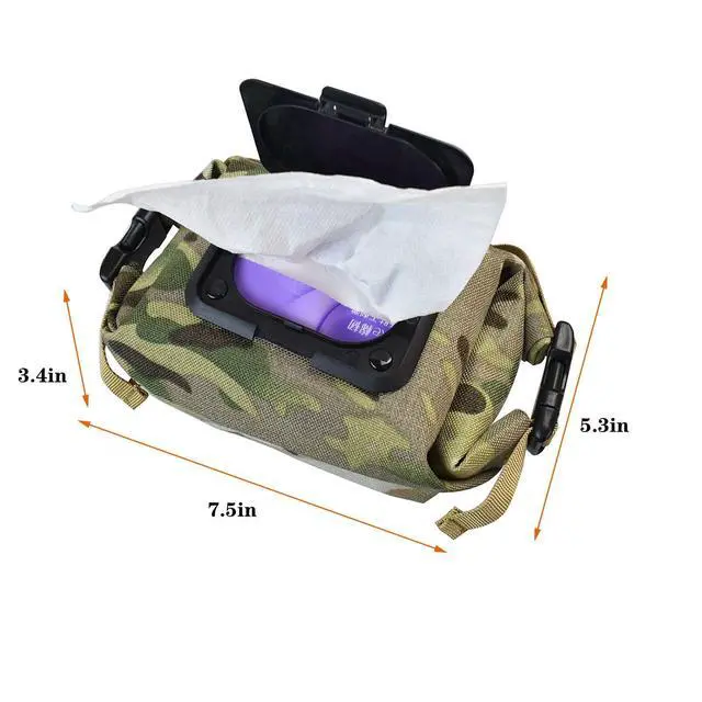 Alt view image 2 of 6 - Tactical Toilet Paper Holder Camping Wipes Box Tissue Box Portable Paper Sleeve Waterproof Portable and Foldable Paper Case with MOLLE Mount Webbing Storage Bag for Car Bathroom Camping Hiking (CAMO)