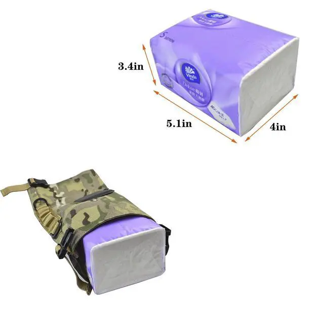Alt view image 5 of 6 - Tactical Toilet Paper Holder Camping Wipes Box Tissue Box Portable Paper Sleeve Waterproof Portable and Foldable Paper Case with MOLLE Mount Webbing Storage Bag for Car Bathroom Camping Hiking (CAMO)