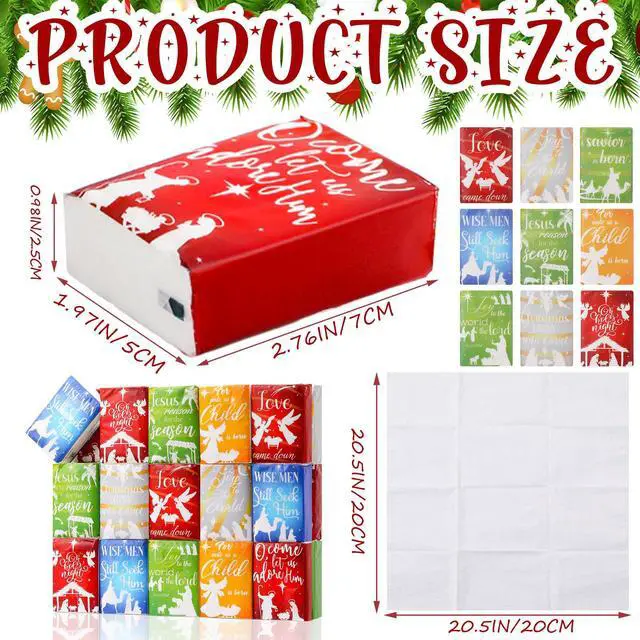 Alt view image 2 of 7 - 30 Pcs Christmas Nativity Holiday Pocket Tissues Holiday Merry Christmas Pocket Facial Tissues Gifts Bulk Religious Xmas Travel Size for Party Favors Supplies, 10 Designs(Stylish)