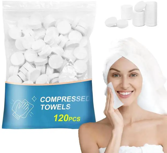 Main image of 120PCS Compressed Towel Tablets - Disposable Face Towels for Travel