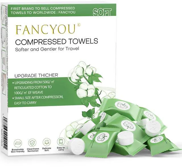 Main image of Compressed Towel 100 PCS Disposable Face Towels, Mini Portable Tablets Coin Tissue Compressed Cotton Hand Wipe Disposable Washcloths for Travel Camping Home Outdoor