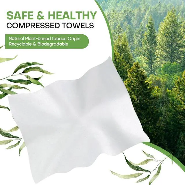 Alt view image 4 of 7 - Compressed Towel 100 PCS Disposable Face Towels, Mini Portable Tablets Coin Tissue Compressed Cotton Hand Wipe Disposable Washcloths for Travel Camping Home Outdoor