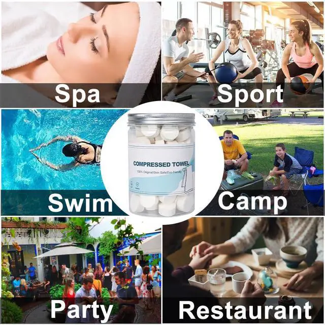 Alt view image 6 of 7 - Canned Compressed Towels,100PCS Disposable Compressed Tissue Paper Towel Portable Mini Tissue for Travel,Sport,Camping,Outdoor Activities