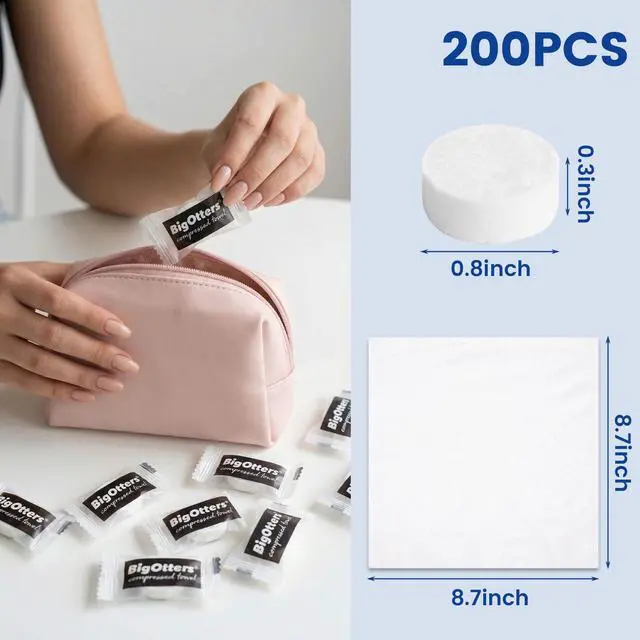 Alt view image 2 of 7 - 200 PCS Cotton Compressed Towels, Disposable Face Towels
