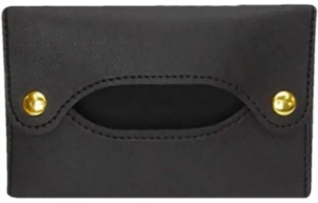 Main image of Black Leather Pocket Tissue Holder, Travel Storage Pouch, Paper Towel Case Dispenser