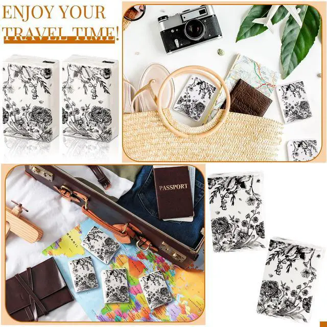 Alt view image 2 of 7 - 50 Bulk Travel Tissue Packs Funeral Tissues Memorial Facial Tissues Funeral Facial Tissue Pack for Guests 3 Ply Black Floral Pocket Size Memorial Favors Travel Size for Family Friends
