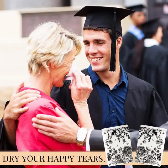 Alt view image 6 of 7 - 50 Bulk Travel Tissue Packs Funeral Tissues Memorial Facial Tissues Funeral Facial Tissue Pack for Guests 3 Ply Black Floral Pocket Size Memorial Favors Travel Size for Family Friends