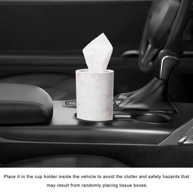 Alt view image 5 of 6 - 4 PCS Car Tissue Holder, Refillable Auto Cup Holder Napkin Tube Container with Facial Tissues, Portable Tissue Cylinder Box Paper Towel Organizer for Vehicle Office Home (White)