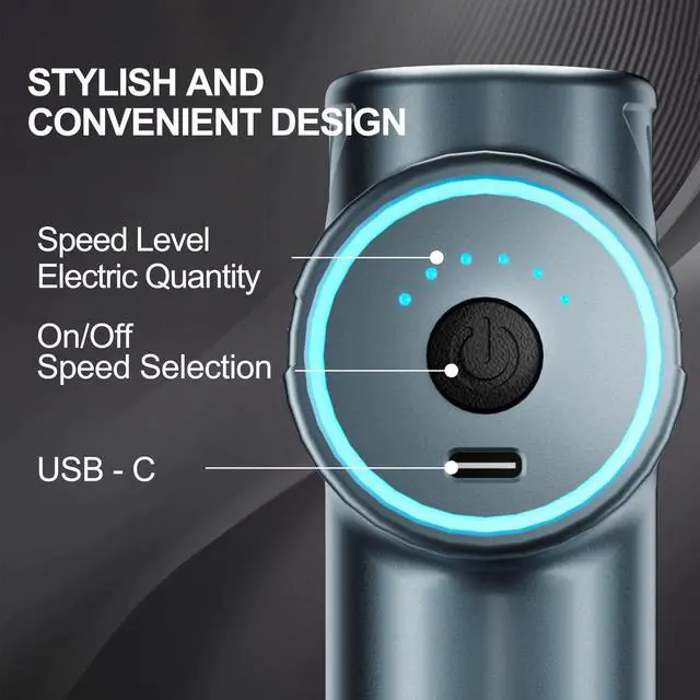 Alt view image 3 of 7 - Massage Gun Deep Tissue Handheld Muscle Massager for Pain Relief | Electric Massager Gun with 6 Speeds 8 Heads Small Massage Gun for Athletes 1800mAh Portable Gift for Men Women Dad Mom, Blue