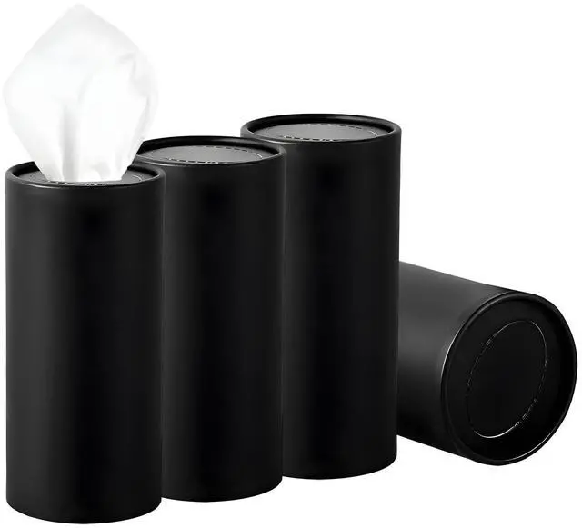 Main image of 4 PCS Car Tissue Holder, Portable Cylinder Auto Cup Holder Napkin Container with Paper Towels, Refillable Convenient Tissues Boxes Container for Vehicles Office Home (Black)