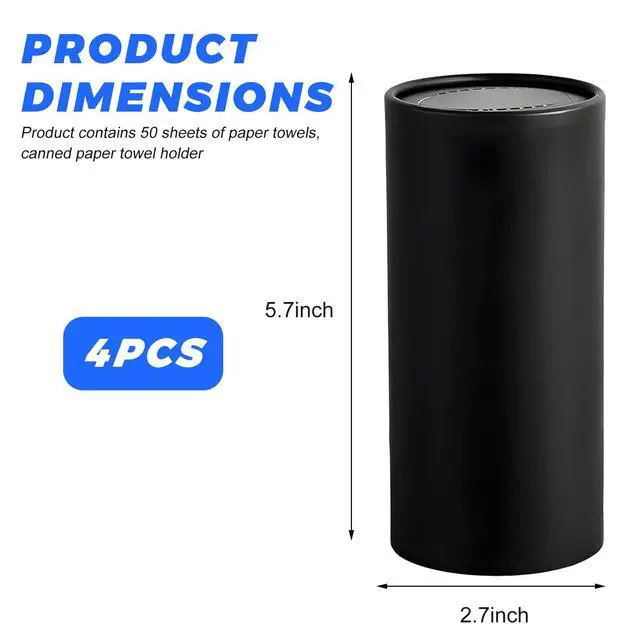 Alt view image 2 of 6 - 4 PCS Car Tissue Holder, Portable Cylinder Auto Cup Holder Napkin Container with Paper Towels, Refillable Convenient Tissues Boxes Container for Vehicles Office Home (Black)