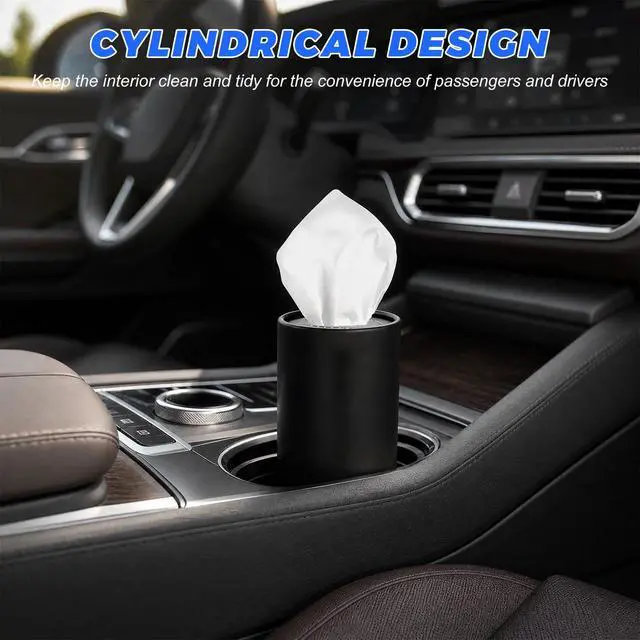 Alt view image 4 of 6 - 4 PCS Car Tissue Holder, Portable Cylinder Auto Cup Holder Napkin Container with Paper Towels, Refillable Convenient Tissues Boxes Container for Vehicles Office Home (Black)