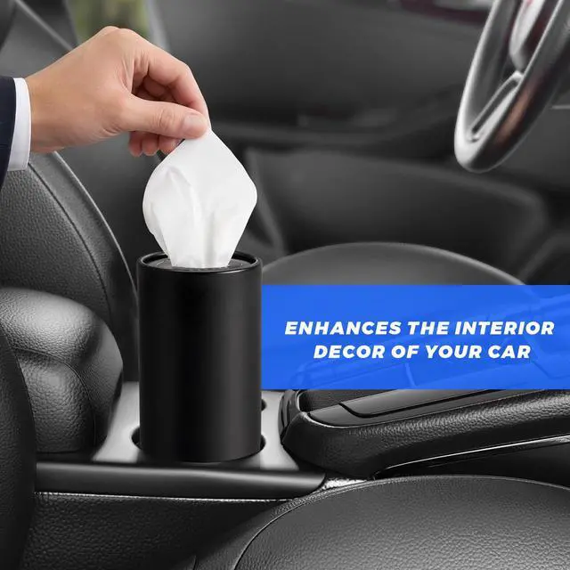Alt view image 6 of 6 - 4 PCS Car Tissue Holder, Portable Cylinder Auto Cup Holder Napkin Container with Paper Towels, Refillable Convenient Tissues Boxes Container for Vehicles Office Home (Black)