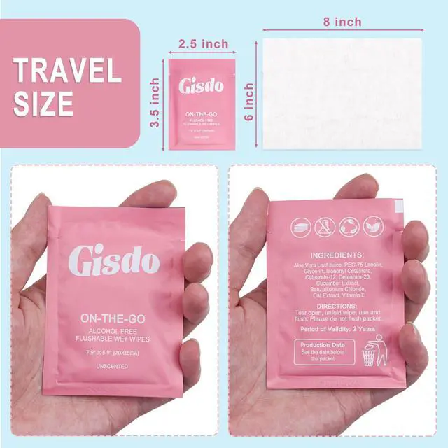 Alt view image 2 of 7 - 50 Pcs Fragrance Free, Plant Based Wet Wipes, Aloe Vera for Butt, Hands, Face Cleaning, Sufficient Quantity, Individual Wrapped, Portable Size, Ideal for Daily Use