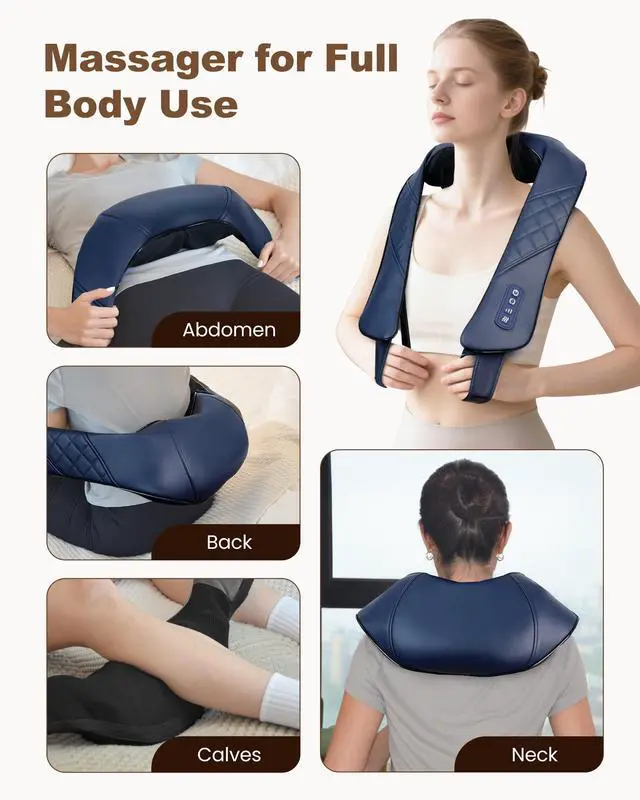 Alt view image 6 of 6 - Cordless Neck Massager for Pain Relief Deep Tissue, Shiatsu Neck Shoulder Massager with Heat, Portable Electric Massager for Shoulder, Back