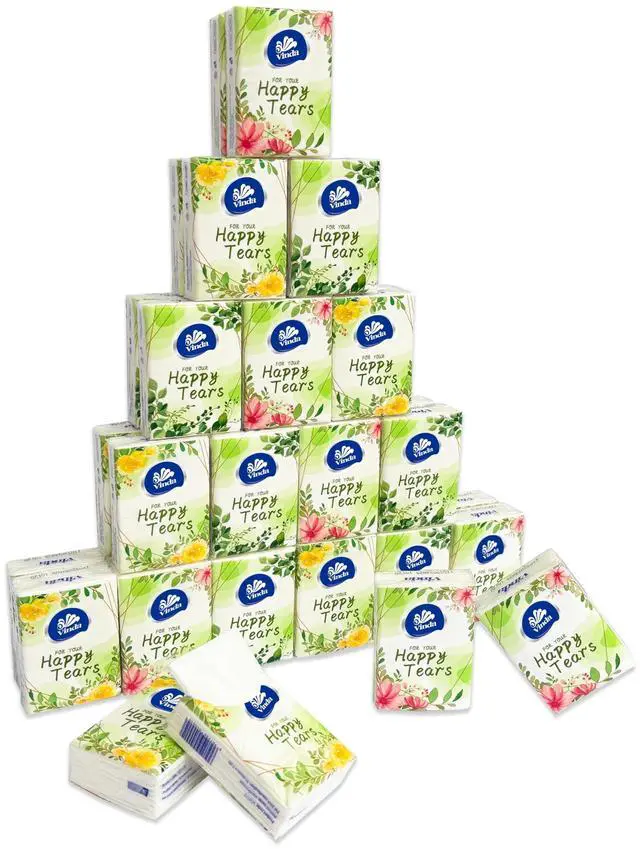 Main image of 3-Ply Mini Pocket Tissues, Portable Series Facial Tissue Travel Size for Happy Tears Wedding Party (36 Packs of 10 Tissues)