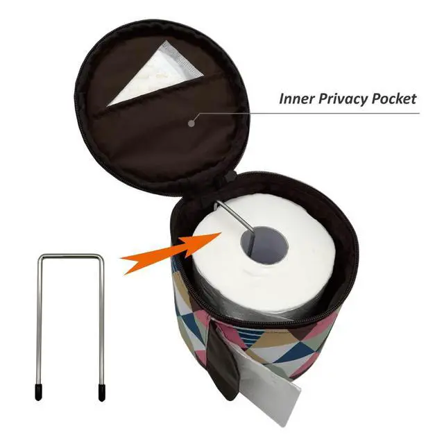 Alt view image 3 of 7 - Toilet Paper Holder Roll-Tissue Dispenser Cat Proof Roll Paper Cover Portable and Foldable Storage Bag for Camping Outdoor Tent Home Office (Brown)