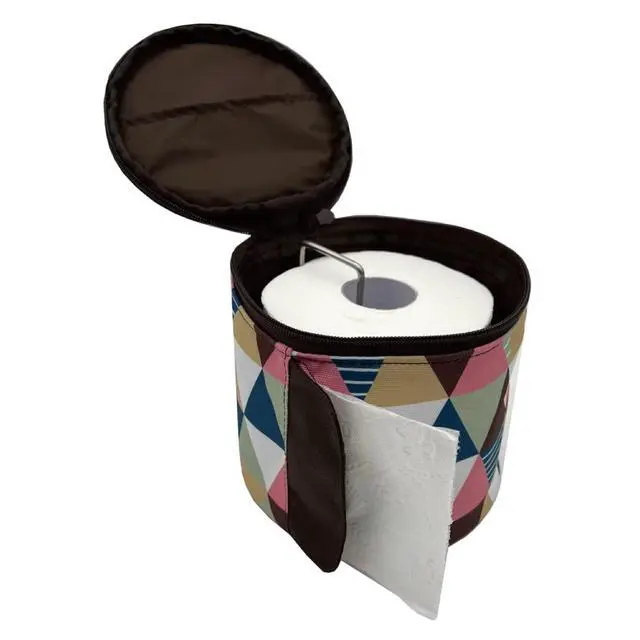 Alt view image 6 of 7 - Toilet Paper Holder Roll-Tissue Dispenser Cat Proof Roll Paper Cover Portable and Foldable Storage Bag for Camping Outdoor Tent Home Office (Brown)