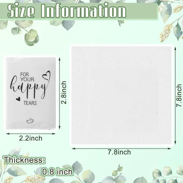 Alt view image 4 of 7 - 50 Pcs Happy Tears Tissues for Wedding 3 Ply for Your Happy Tears Tissues Packs for Guests Individual Mini Travel Size Pocket Paper for Wedding Party Favor Graduation