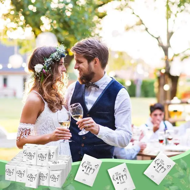Alt view image 5 of 7 - 50 Pcs Happy Tears Tissues for Wedding 3 Ply for Your Happy Tears Tissues Packs for Guests Individual Mini Travel Size Pocket Paper for Wedding Party Favor Graduation