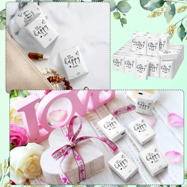 Alt view image 7 of 7 - 50 Pcs Happy Tears Tissues for Wedding 3 Ply for Your Happy Tears Tissues Packs for Guests Individual Mini Travel Size Pocket Paper for Wedding Party Favor Graduation