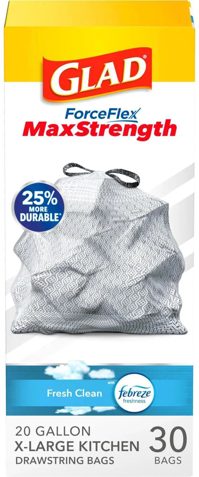 Main image of ForceFlex MaxStrength XL Trash Bags, 20 Gal, Fresh Clean, 30 Ct (Package May Vary)
